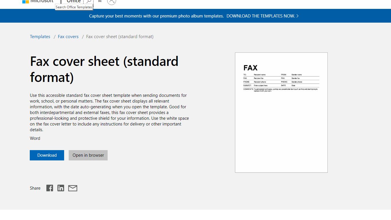 Fax cover sheet (standard format) - templates.office.com